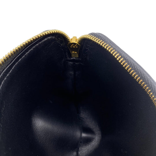 CELINE Coin case leather black Triomphe Women Used Authentic
