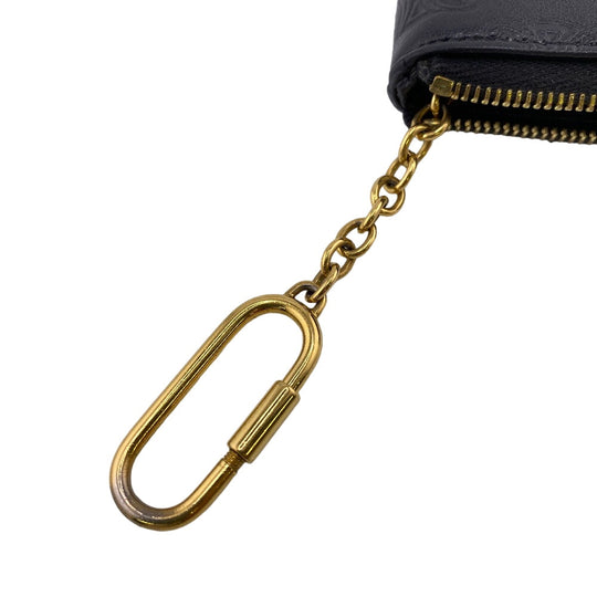 CELINE Coin case leather black Triomphe Women Used Authentic