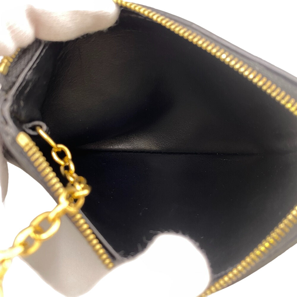 CELINE Coin case leather black Triomphe Women Used Authentic