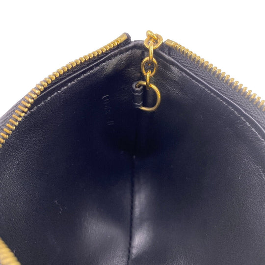 CELINE Coin case leather black Triomphe Women Used Authentic
