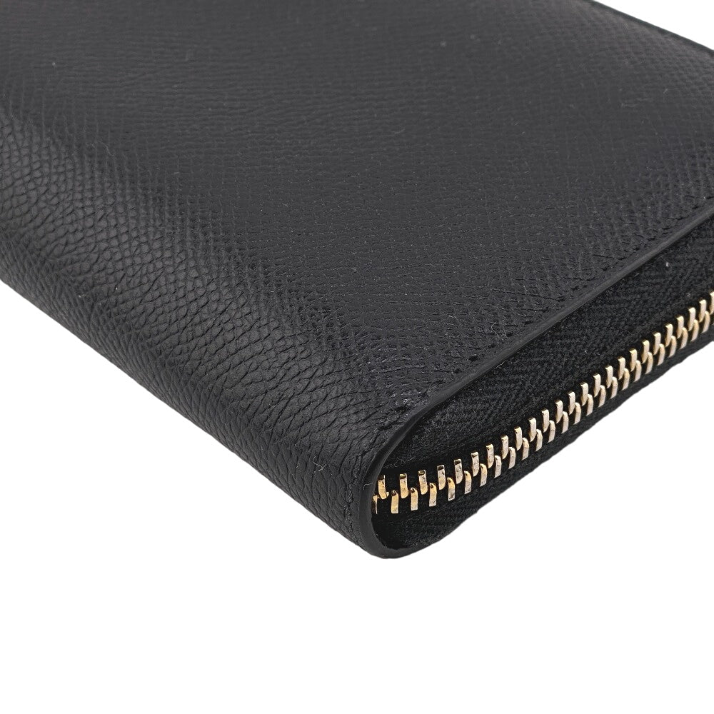 Christian Dior Long Wallet Purse leather black Zip Around 30 Montaigne Women Used Authentic