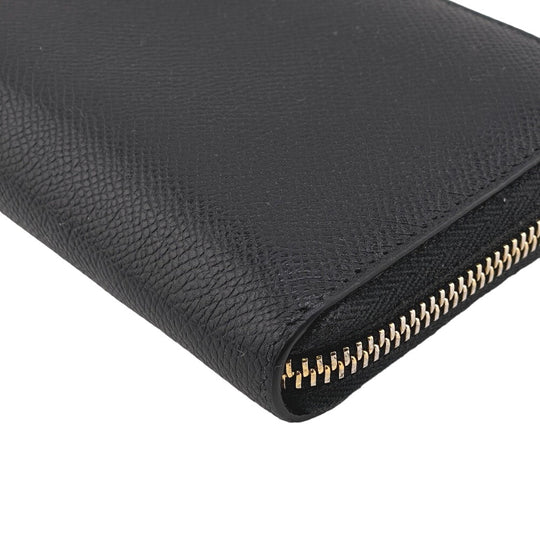Christian Dior Long Wallet Purse leather black Zip Around 30 Montaigne Women Used Authentic