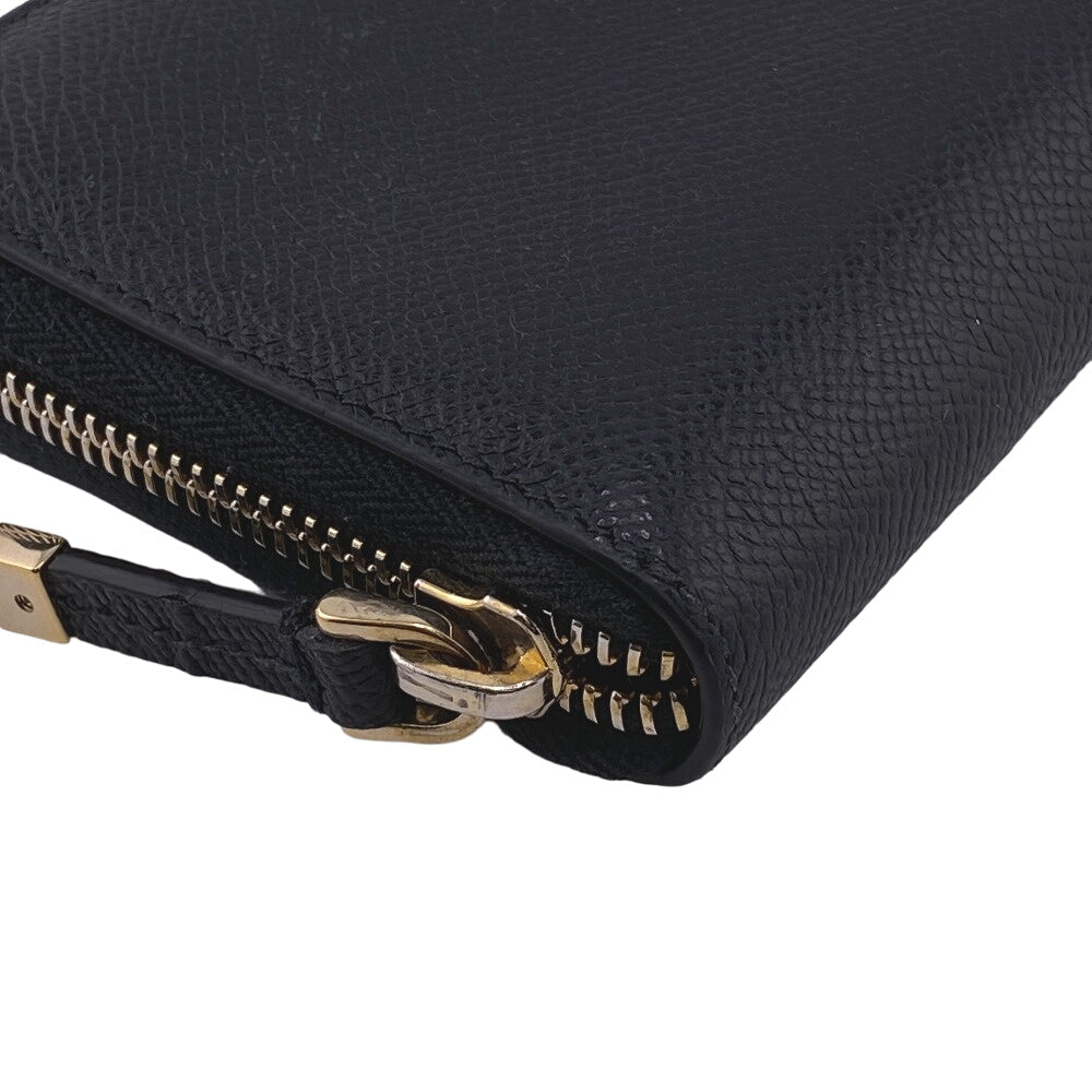 Christian Dior Long Wallet Purse leather black Zip Around 30 Montaigne Women Used Authentic