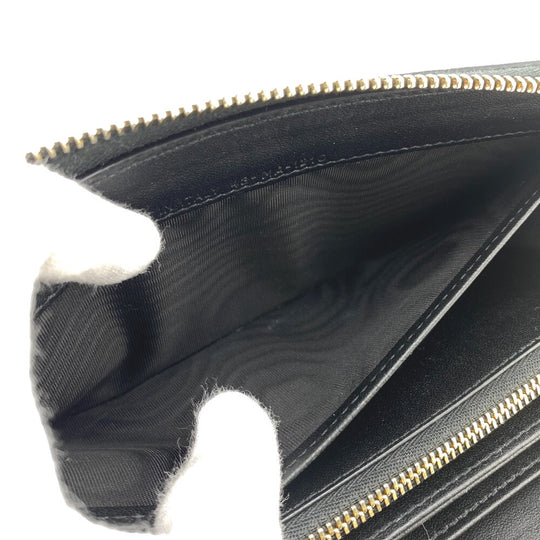 Christian Dior Long Wallet Purse leather black Zip Around 30 Montaigne Women Used Authentic