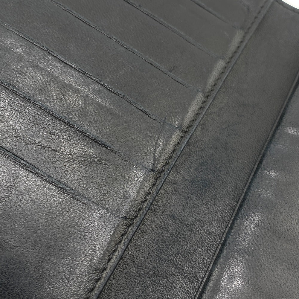 CHANEL Long Wallet Purse Caviar skin black COCO Mark Women Used Authentic