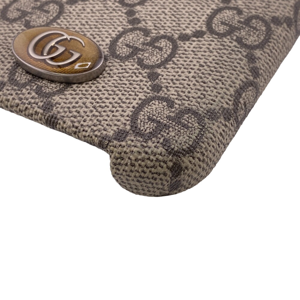 GUCCI iPhone case 753610 PVC beige iPhone14PRO GG Supreme unisex(Unisex) Used Authentic