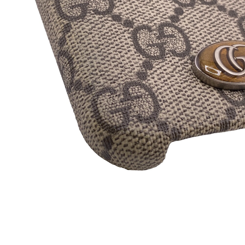 GUCCI iPhone case 753610 PVC beige iPhone14PRO GG Supreme unisex(Unisex) Used Authentic