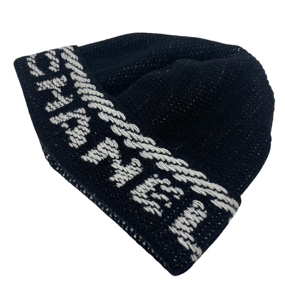 CHANEL Knit cap cashmere black 22K logo Women Used Authentic