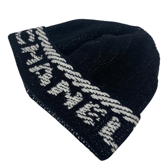 CHANEL Knit cap cashmere black 22K logo Women Used Authentic