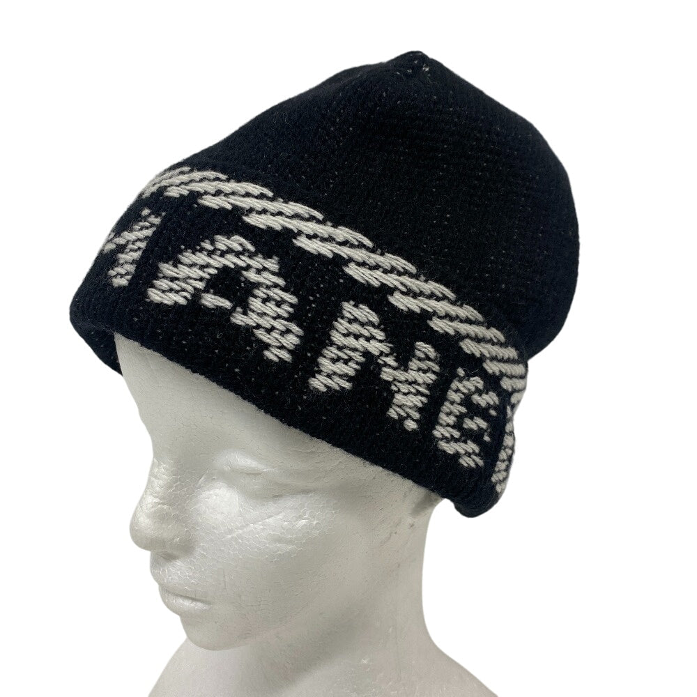 CHANEL Knit cap cashmere black 22K logo Women Used Authentic
