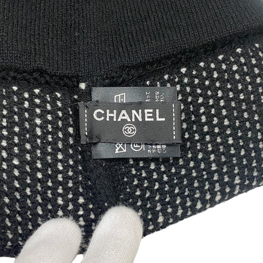 CHANEL Knit cap cashmere black 22K logo Women Used Authentic