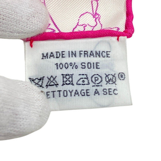 HERMES scarf silk pink Animapolis Animapolis Carre90 Women Used Authentic