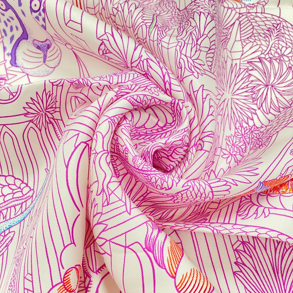 HERMES scarf silk pink Animapolis Animapolis Carre90 Women Used Authentic