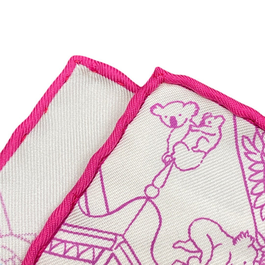 HERMES scarf silk pink Animapolis Animapolis Carre90 Women Used Authentic