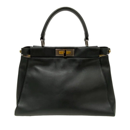 FENDI Handbag 8BN226 pony, leather black 2WAY Shoulder Bag Peek-a-boo regular Women Used Authentic