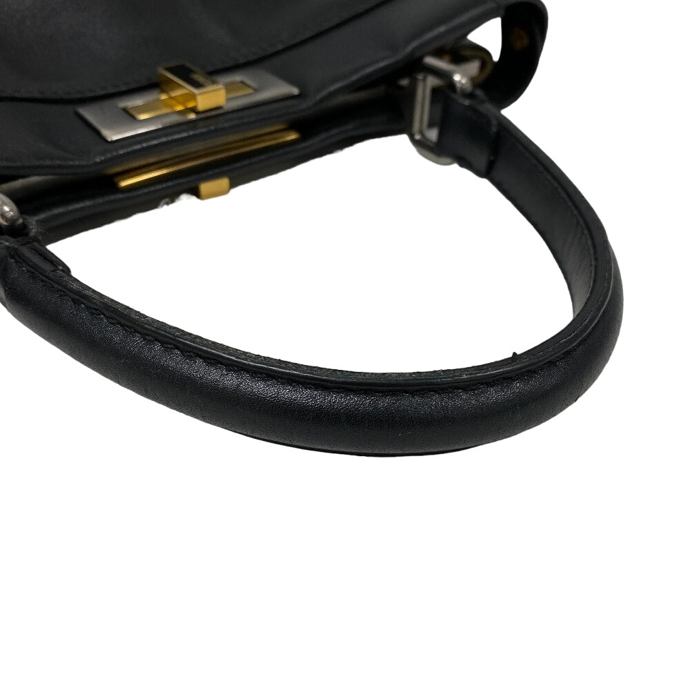 FENDI Handbag 8BN226 pony, leather black 2WAY Shoulder Bag Peek-a-boo regular Women Used Authentic