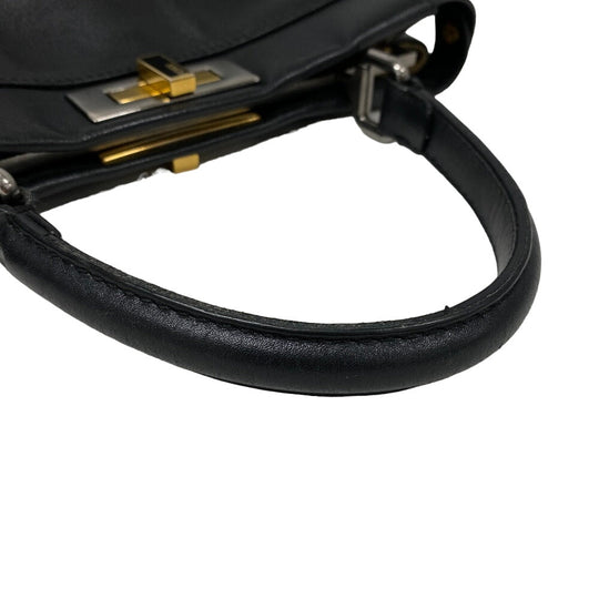 FENDI Handbag 8BN226 pony, leather black 2WAY Shoulder Bag Peek-a-boo regular Women Used Authentic