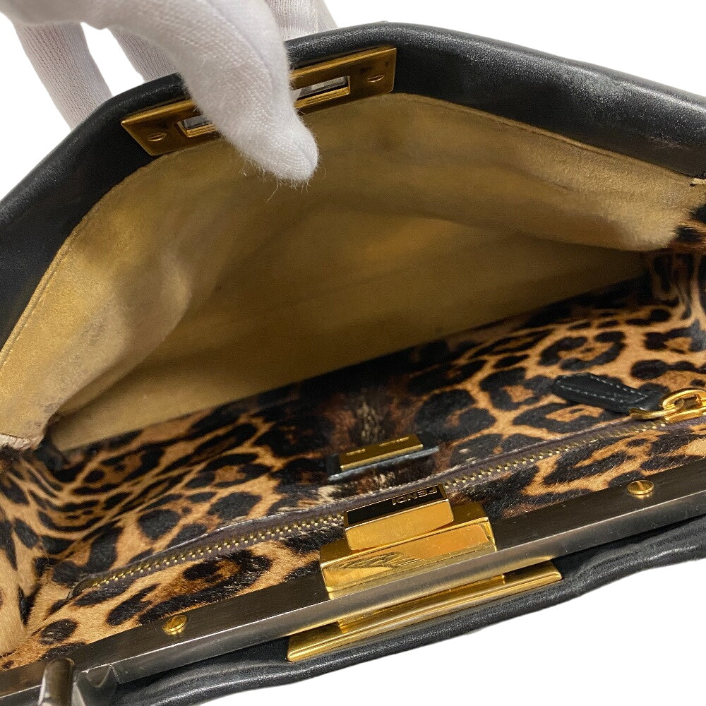 FENDI Handbag 8BN226 pony, leather black 2WAY Shoulder Bag Peek-a-boo regular Women Used Authentic