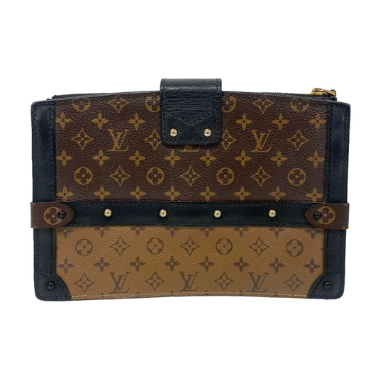 LOUIS VUITTON Shoulder Bag M43596 leather Brown clutch Monogram reverse Soft Trunk Women Used Authentic