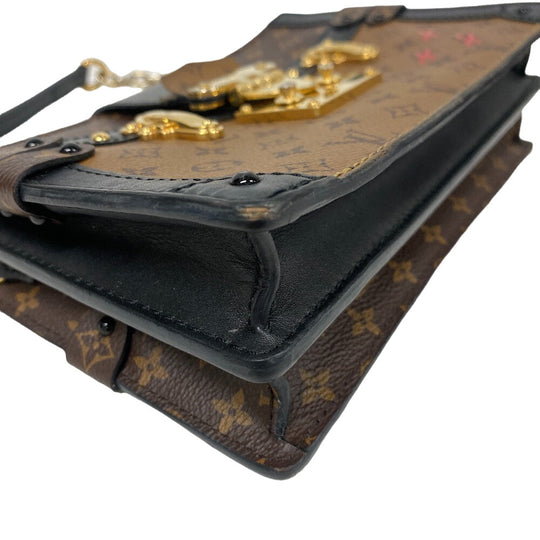 LOUIS VUITTON Shoulder Bag M43596 leather Brown clutch Monogram reverse Soft Trunk Women Used Authentic