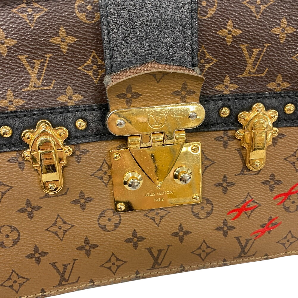 LOUIS VUITTON Shoulder Bag M43596 leather Brown clutch Monogram reverse Soft Trunk Women Used Authentic