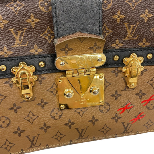 LOUIS VUITTON Shoulder Bag M43596 leather Brown clutch Monogram reverse Soft Trunk Women Used Authentic