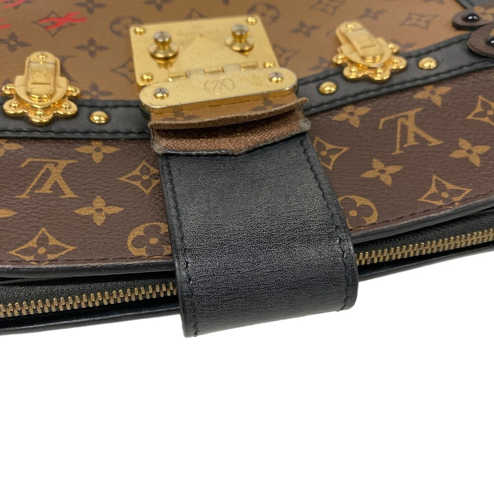 LOUIS VUITTON Shoulder Bag M43596 leather Brown clutch Monogram reverse Soft Trunk Women Used Authentic