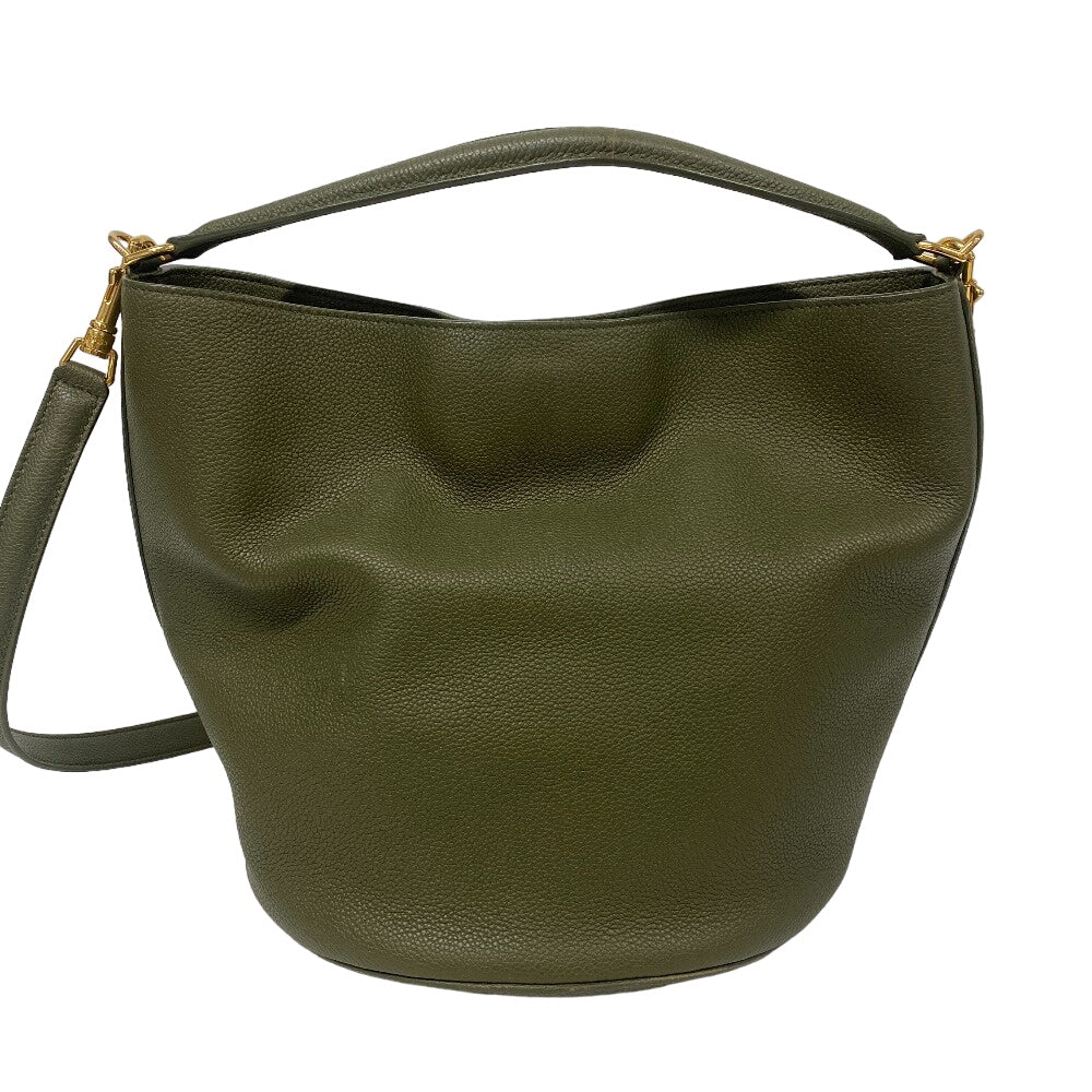 CELINE Shoulder Bag leather khaki one belt teen Bucket16 Women Used Authentic