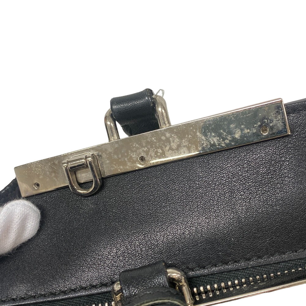 FENDI Handbag leather black Trois Jules Women Used Authentic