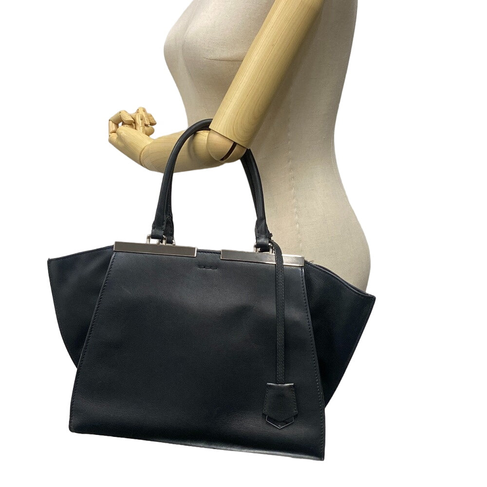 FENDI Handbag leather black Trois Jules Women Used Authentic