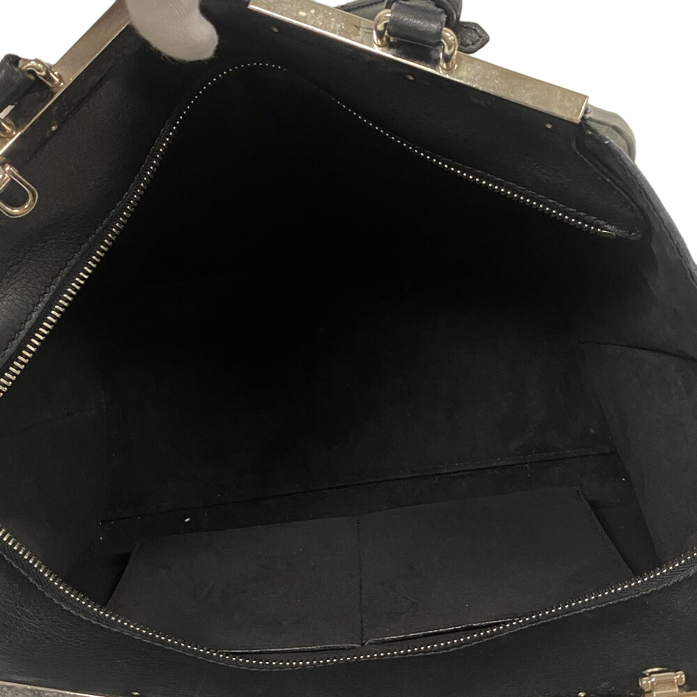 FENDI Handbag leather black Trois Jules Women Used Authentic
