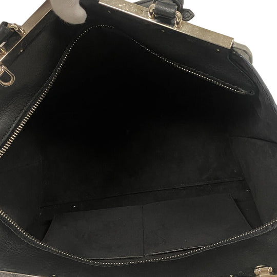 FENDI Handbag leather black Trois Jules Women Used Authentic