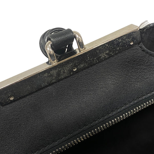 FENDI Handbag leather black Trois Jules Women Used Authentic