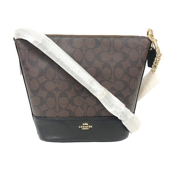 COACH Shoulder Bag F76669 leather Brown Signature Small Paxton Duffle Women Used Authentic