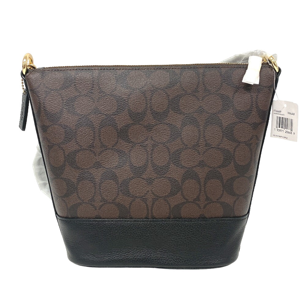 COACH Shoulder Bag F76669 leather Brown Signature Small Paxton Duffle Women Used Authentic