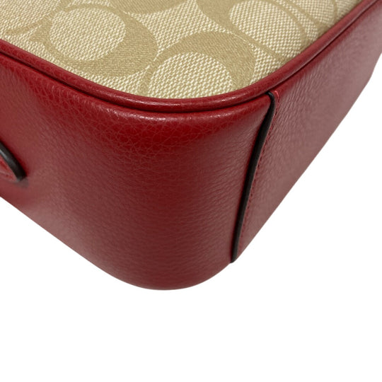 COACH Sling bag canvas beige Jesscross Signature Women Used Authentic