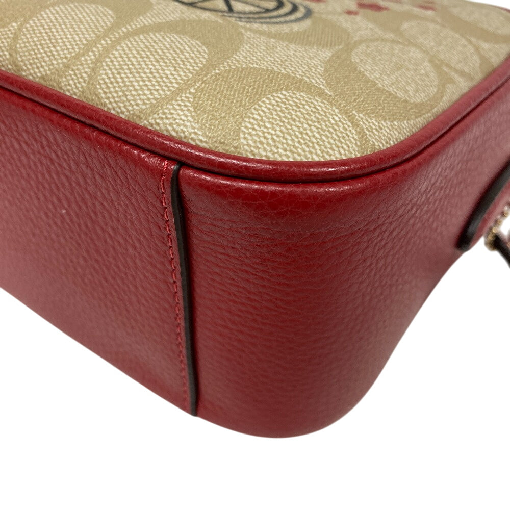 COACH Sling bag canvas beige Jesscross Signature Women Used Authentic