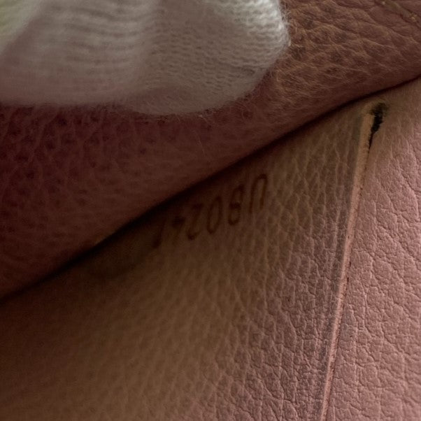 LOUIS VUITTON Tri-fold wallet M80088 Calfskin pink LV logo Portefeuille Rockmini Women Used Authentic
