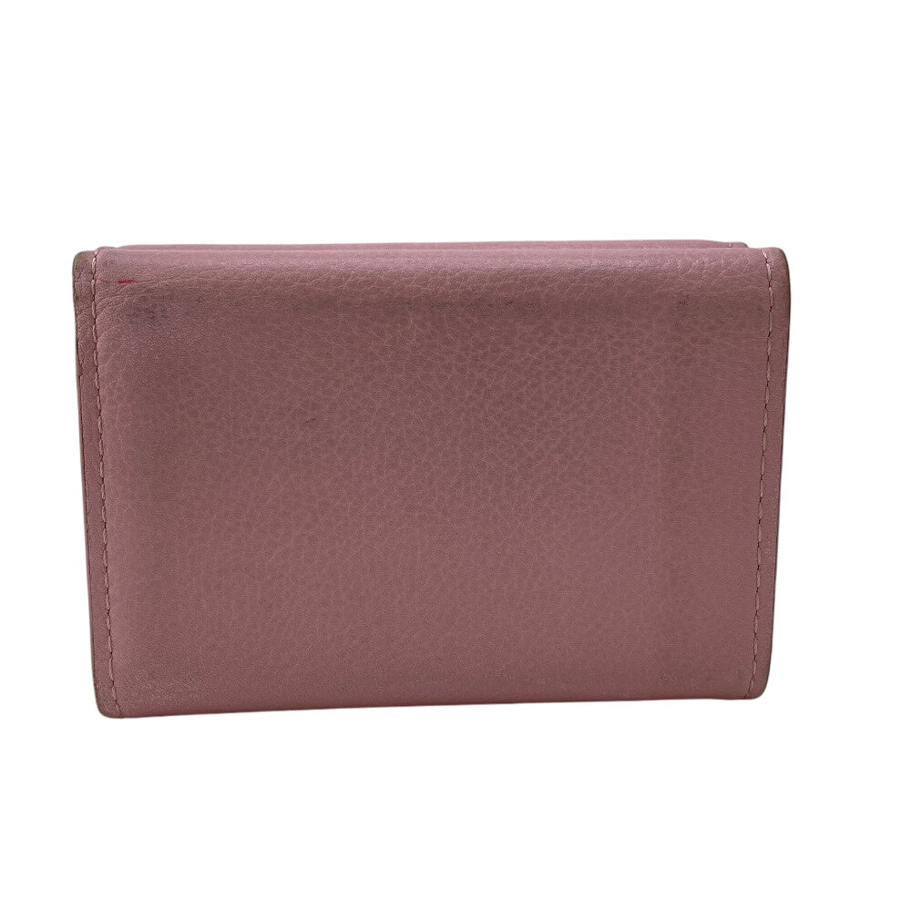LOUIS VUITTON Tri-fold wallet M80088 Calfskin pink LV logo Portefeuille Rockmini Women Used Authentic