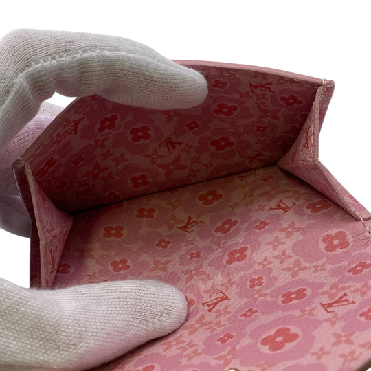 LOUIS VUITTON Tri-fold wallet M80088 Calfskin pink LV logo Portefeuille Rockmini Women Used Authentic