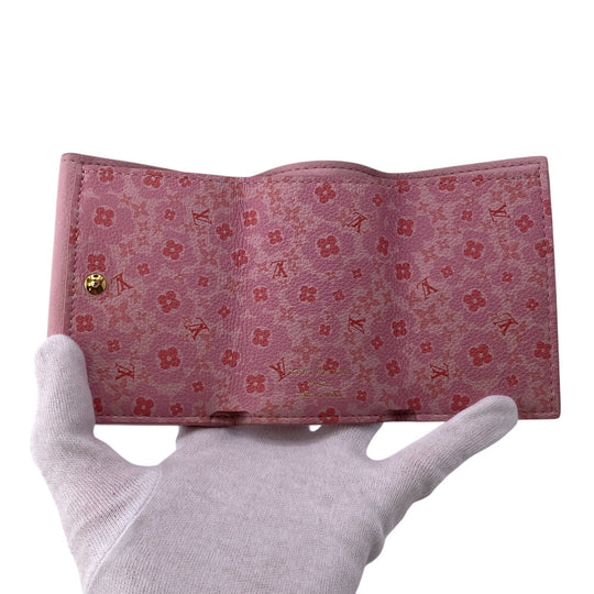 LOUIS VUITTON Tri-fold wallet M80088 Calfskin pink LV logo Portefeuille Rockmini Women Used Authentic