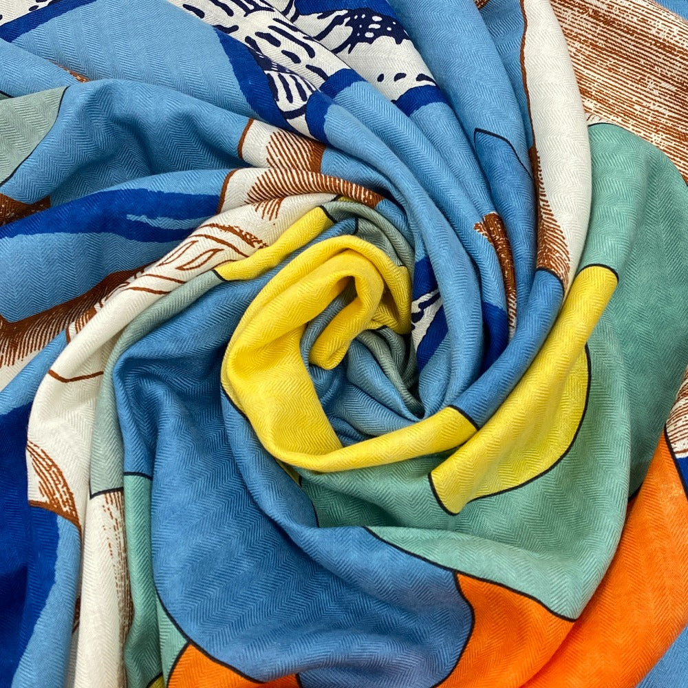 HERMES scarf Silk, Cashmere beige Cashmere x silk Caregean Women Used Authentic