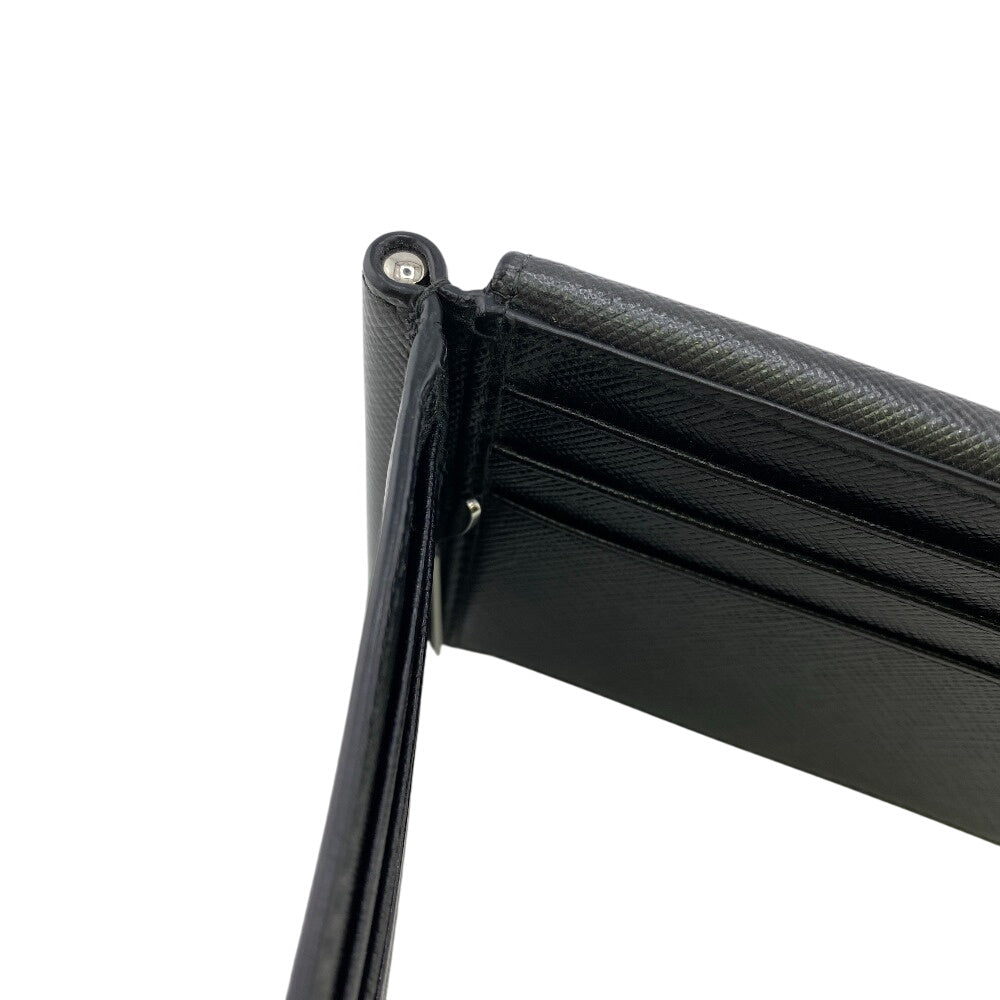 PRADA Money clip 2MN001 leather black mens Used Authentic