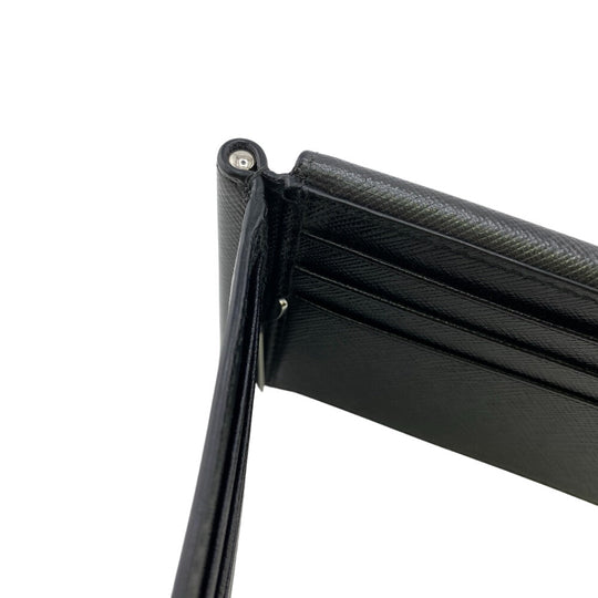 PRADA Money clip 2MN001 leather black mens Used Authentic