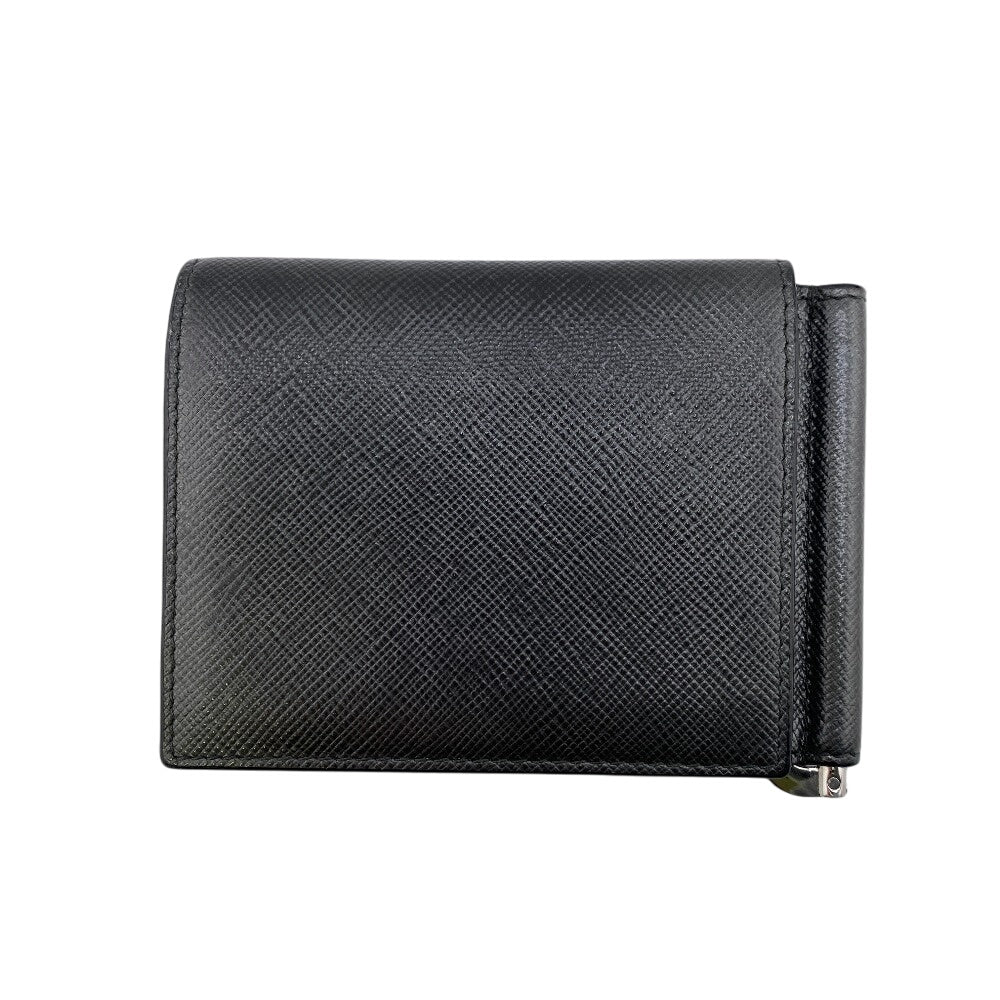 PRADA Money clip 2MN001 leather black mens Used Authentic