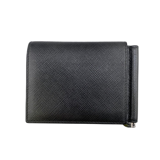 PRADA Money clip 2MN001 leather black mens Used Authentic