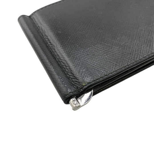 PRADA Money clip 2MN001 leather black mens Used Authentic