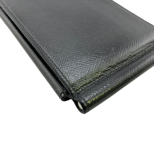PRADA Money clip 2MN001 leather black mens Used Authentic