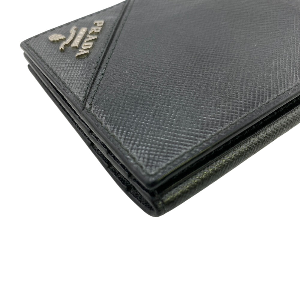 PRADA Money clip 2MN001 leather black mens Used Authentic