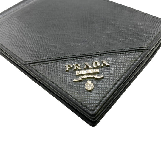 PRADA Money clip 2MN001 leather black mens Used Authentic